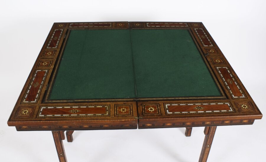 Antique Damascus Syrian Inlaid Poker Table, Chess, Backgammon and Games Table - Image 3