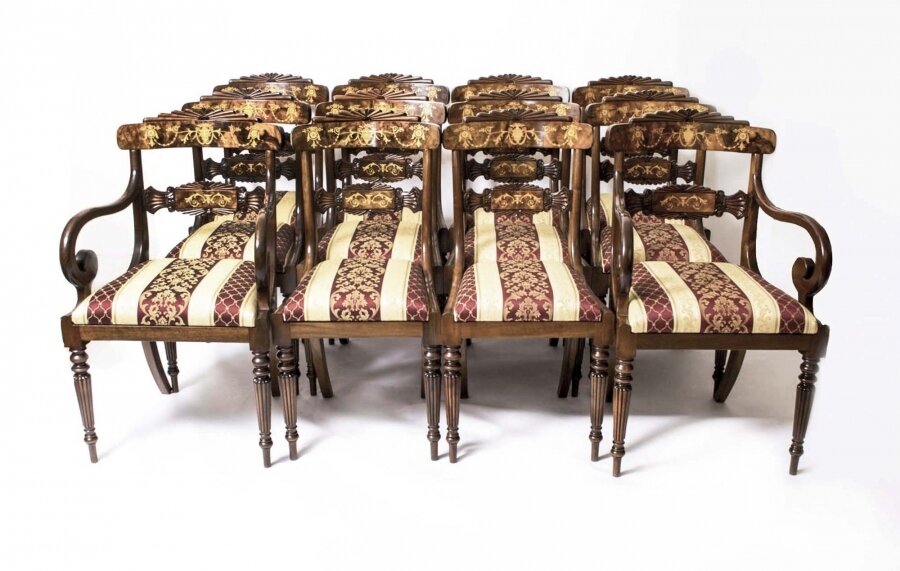 3.6meters Bespoke Handmade Burr Walnut Marquetry Dining Table With 12 Chairs - Image 5