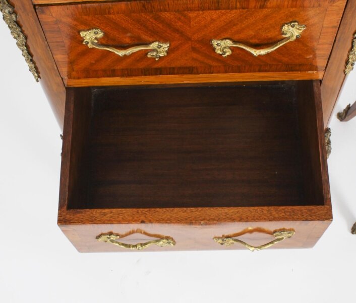 Antique Pair of French Bois de Violette Parquetry Bedside Tables - Image 3