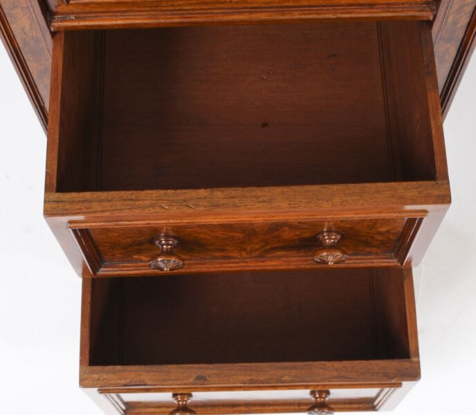 Antique Burr Walnut Pedestal Desk - Image 3
