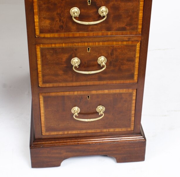 Antique Victorian Inlaid Mahogany Pedestal Desk - Image 3