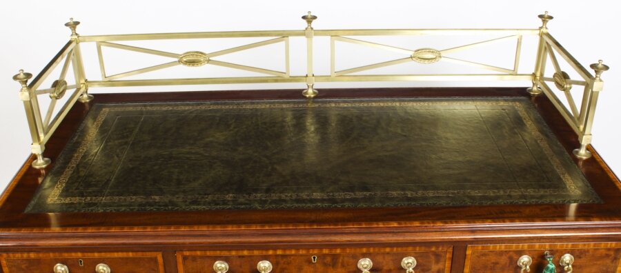 Antique Victorian Inlaid Mahogany Pedestal Desk - Image 4