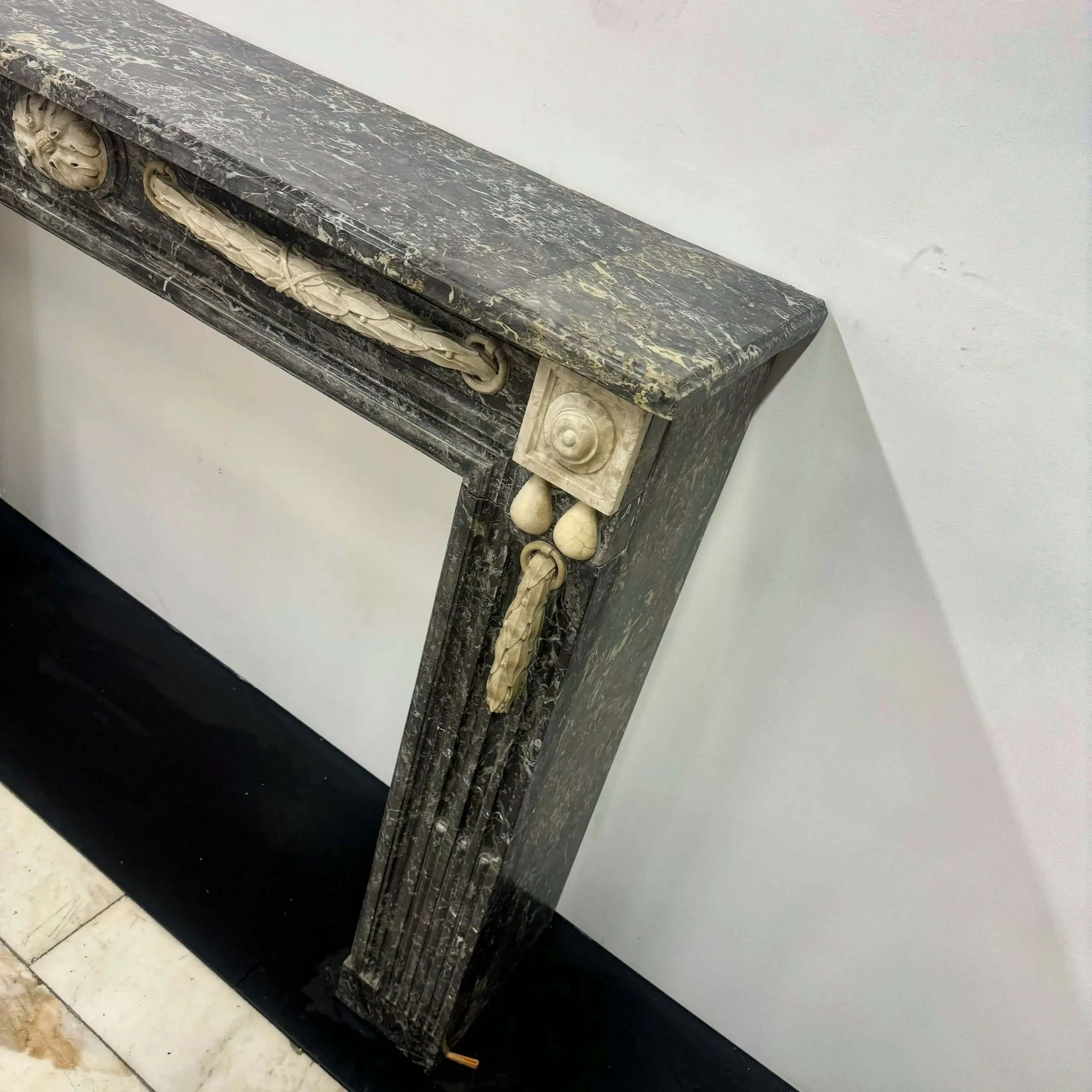 Antique Italian Empire Black Marble Fireplace, 19th C. - Image 3