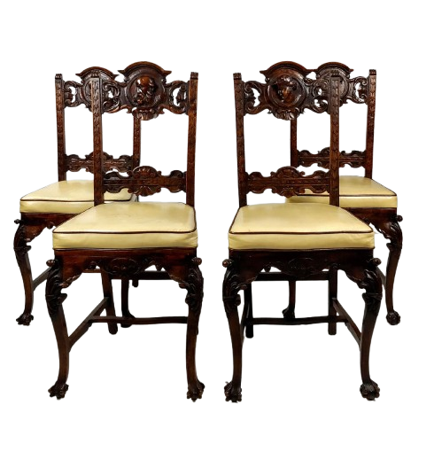 19th century Spanish Revival carved dining chairs for sale in Johannesburg